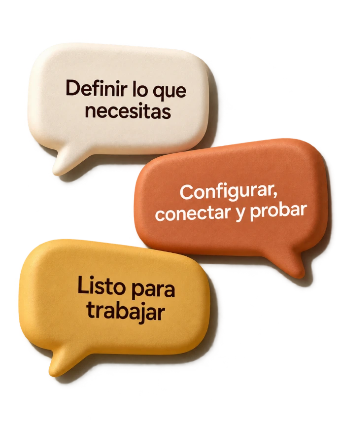 Implementación digital: definir necesidades, configurar, conectar, probar y dejar la solución lista para trabajar